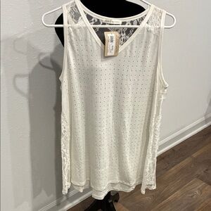Lace Accent Ivory Tank Top